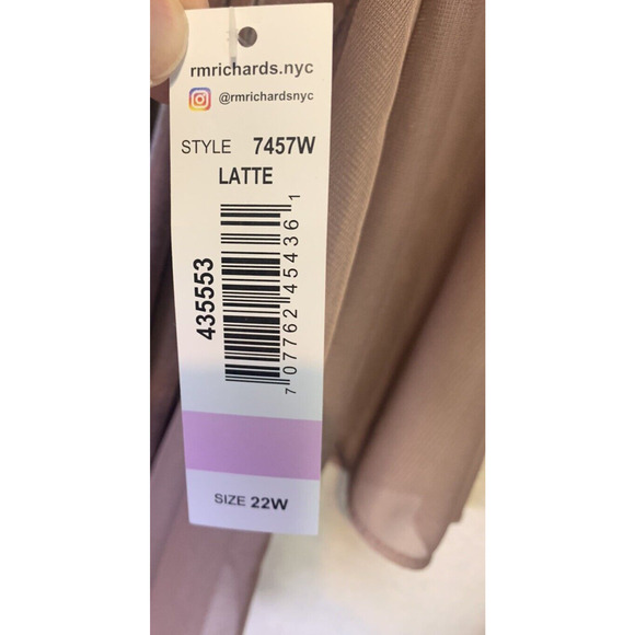 NWT R&M Richards Dress Plus 22W Draped Sleeves $119 Latte Velvet Cocktail Dress - Picture 7 of 13